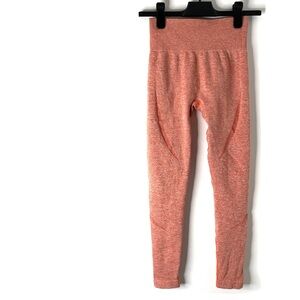 ACTA Coral Orange Textured Leggings Stretch Pull On